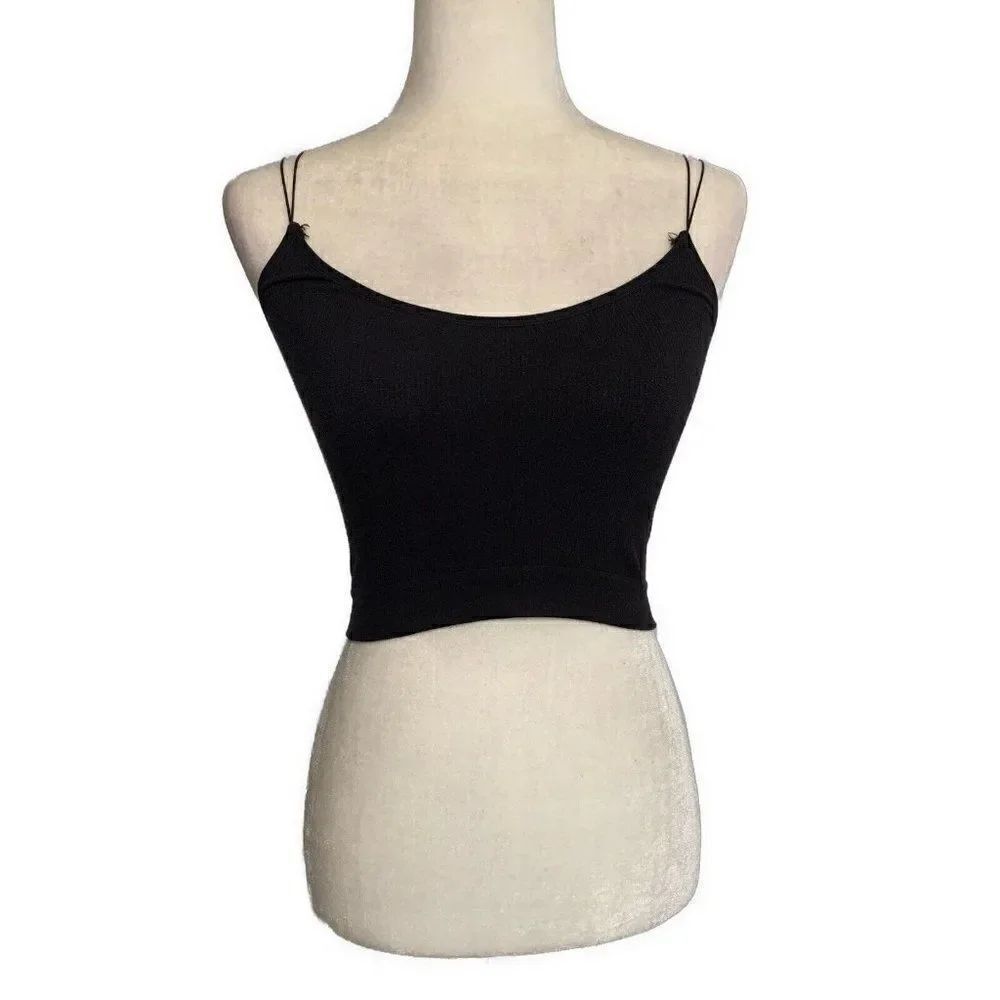 Out From Under Urban Outfitters Solid Black Crop Tank Top Xs Small